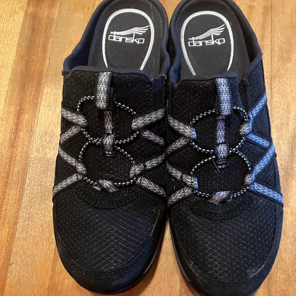 Dansko Black and Gray Slip-On Shoes
